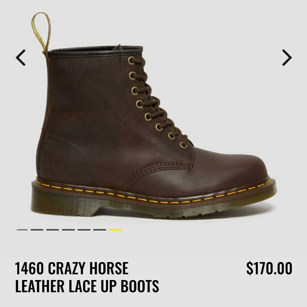 Dr Doc Martens Crazy Horse Brown Leather Boots EU 45 UK 10 US M 11 US W 12